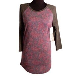 LuLaRoe Size S Randy Baseball Tee Shirt Top 3/4 Raglan Sleeves Stretch Foral NEW